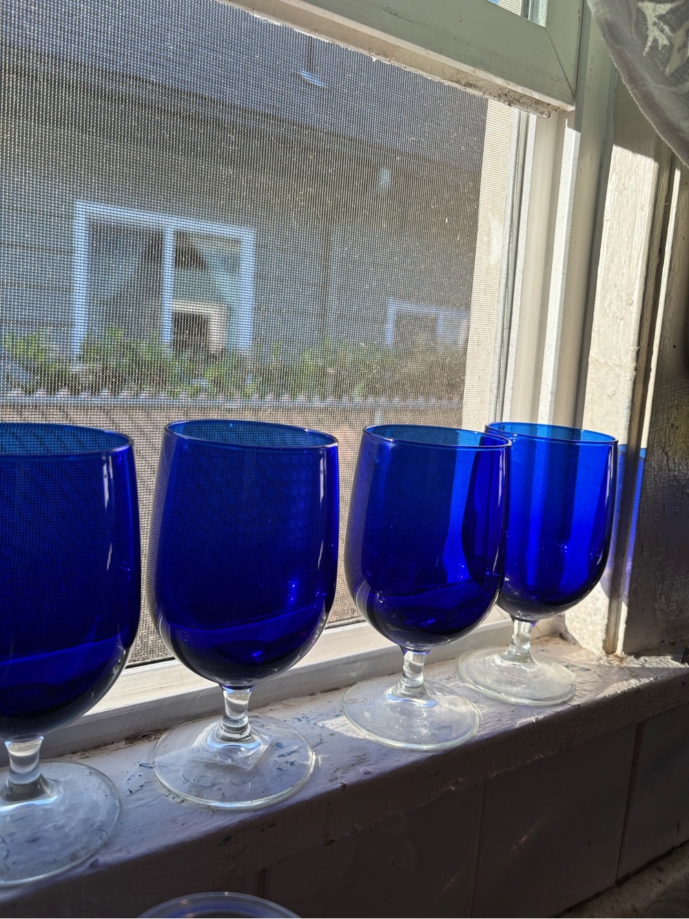Vintage Cobalt Blue Drinking glasses. 4 count - Picture 3 of 4